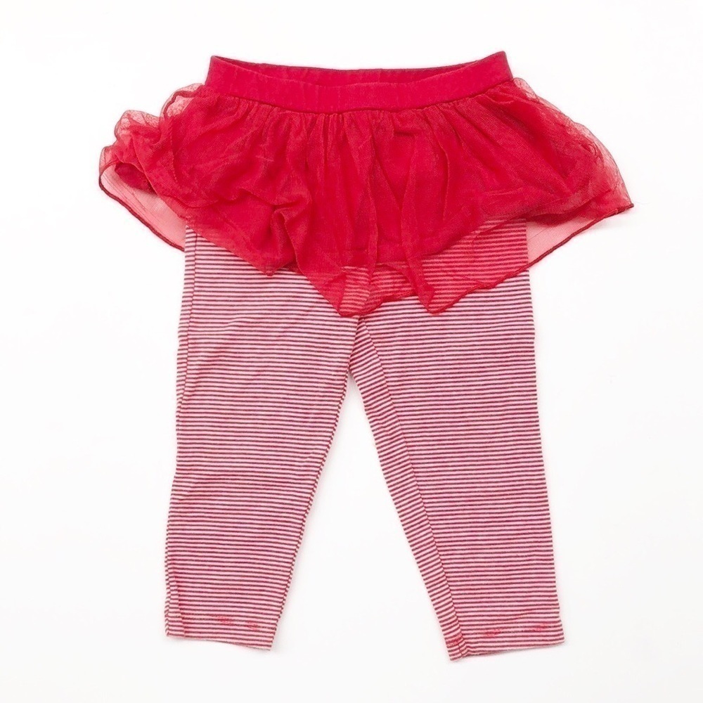 Carter's red/white striped tutu baby girl leggings
